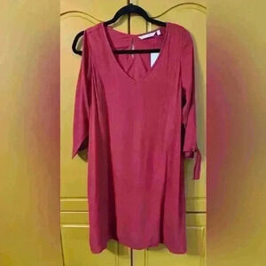 NWT Soft Surroundings Hera Dress Gauze Cardinal Red cold shoulder Sz PS